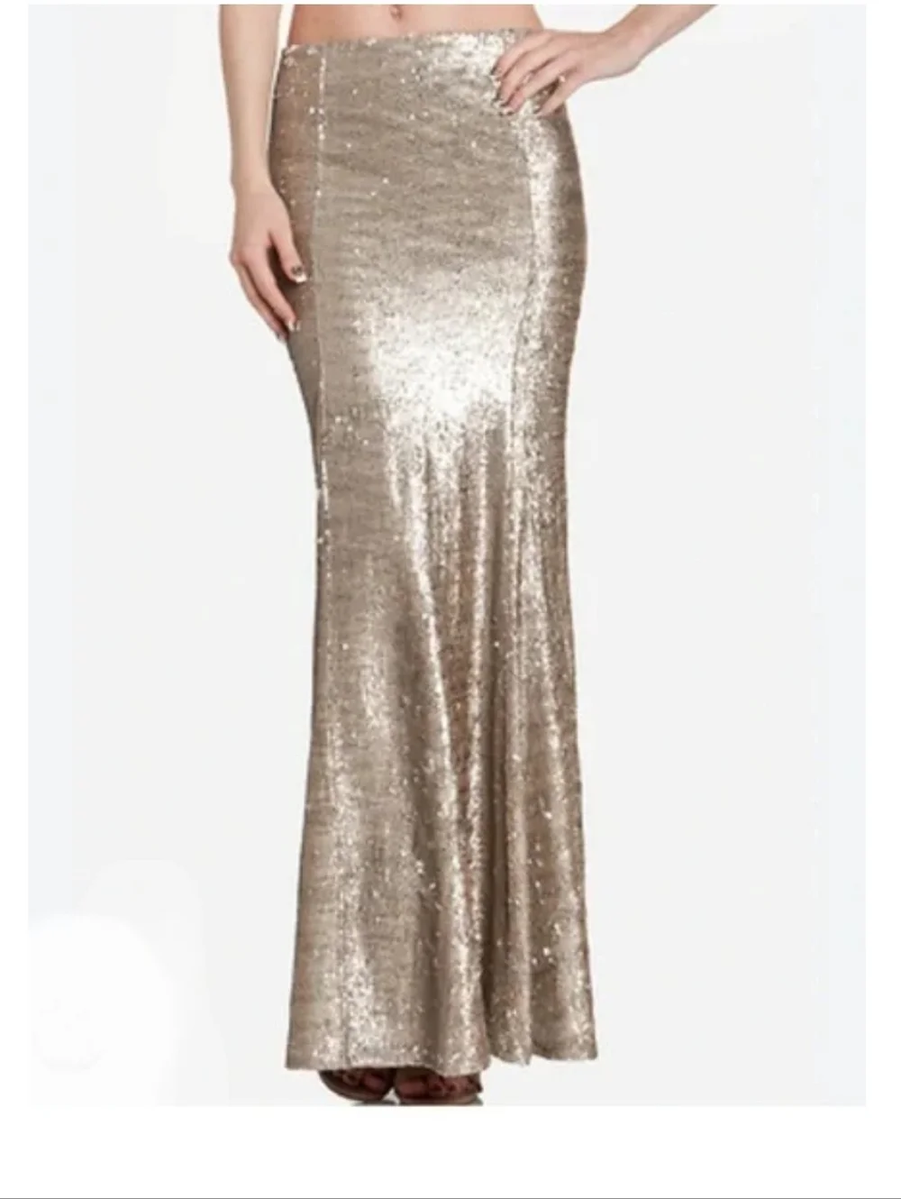 Line & Dot Goldie Silver Sequin Mermaid Tulip Maxi Skirt size Medium - Picture 4 of 16